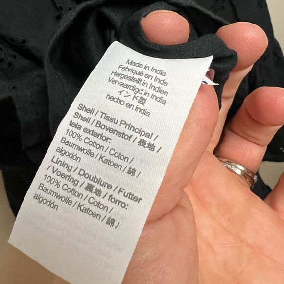 J. Crew Black Eyelet Flutter Sleeve Midi Dress NWT Sz. OP - Picture 6 of 6